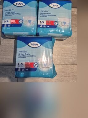 Lot Of 3 TENA ProSkin Unisex Briefs. Size Large. Super Absorbency. 14 Count X 3